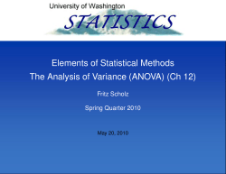 Elements of Statistical Methods The Analysis of Variance (ANOVA