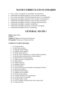 math curriculum standards general math 1