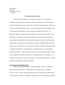 Biotechnology Patents - Krannert School of Management