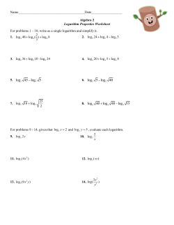 Logarithms Properties Worksheet