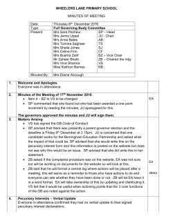 Thursday 8th December 2016 Type: Full Governing Body Committee