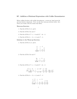 R7. Addition of Rational Expressions with Unlike Denominators