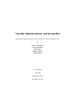 Just War, National Interests, and the Iraq War