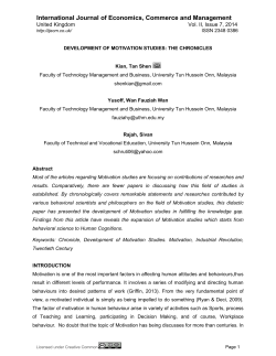 development of motivation studies: the chronicles