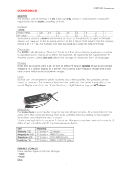 STORAGE DEVICES MEMORY The smallest unit of memory is 1 bit