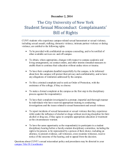 CUNY Student Sexual Misconduct Complainants` Bill of Rights