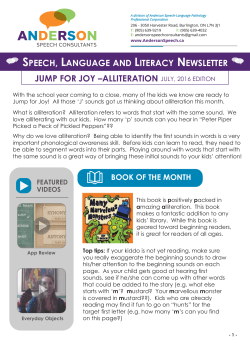 JUMP FOR JOY &ndash;ALLITERATION JULY, 2016 EDITION SPEECH