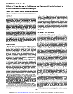 Effects of Hyperthermia on Cell Survival and Patterns of Protein