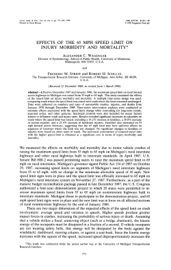 effects of the 65 mph speed limit on injury morbidity and