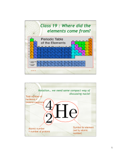 Class 19 : Where did the elements come from?