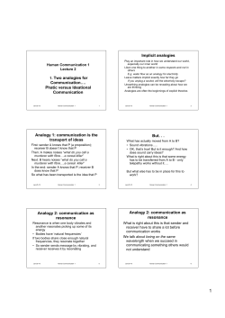1. Two analogies for Communication&hellip;. Phatic versus Ideational
