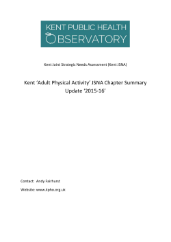 Kent `Adult Physical Activity` JSNA Chapter Summary Update `2015-16`