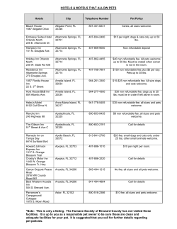 Hotels that allow pets - Humane Society of Broward County