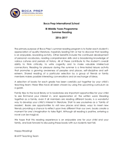 MYP Summer Reading - Boca Prep International School