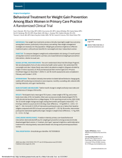 Behavioral Treatment for Weight Gain Prevention Among Black