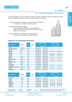 69 SCP SCIENCE AccuSPEC Ion Chromatography Standards