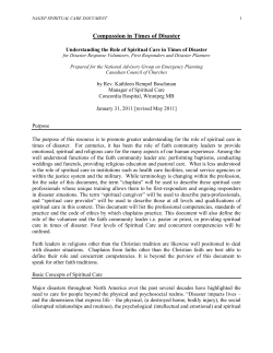 Understanding the Role of Spiritual Care in Times of Disaster