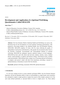Development and Application of a Spiritual Well-Being
