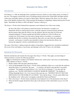 Remember the Maine, 1898 Introduction Questions for Discussion