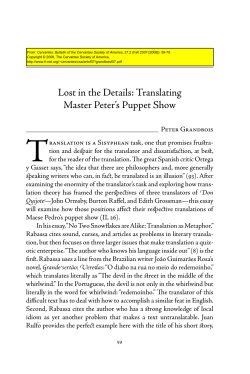 Lost in the Details: Translating Master Peter`s Puppet Show - H-Net