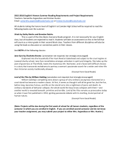 2015-2016 English II Honors Summer Reading Requirements and