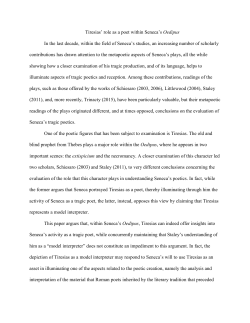 Tiresias` Role as a Poet Within Seneca`s Oedipus