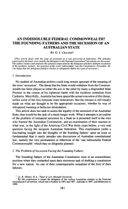 an indissoluble federal commonwealth? the founding