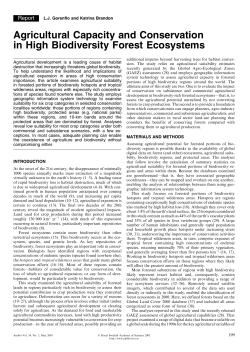 Agricultural Capacity and Conservation in High Biodiversity Forest