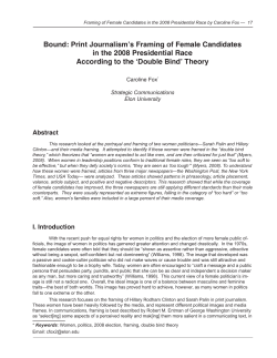 Bound: Print Journalism`s Framing of Female Candidates in the