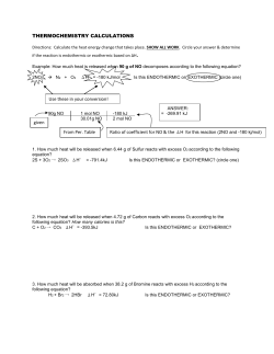 THERMOCHEMISTRY CALCULATIONS From Per. Table given Use