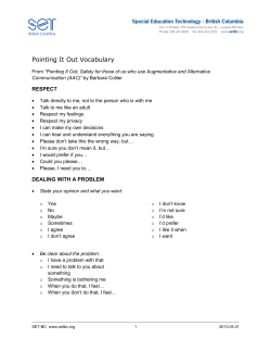 Pointing It Out Vocabulary - SET-BC