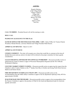 AGENDA Regular Meeting of the Village Board Village of Sharon