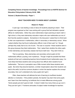 Competing Visions of teacher knowledge