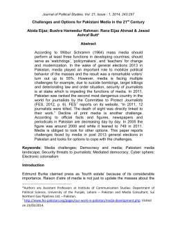 Challenges and Options for Pakistani Media in the 21st Century by
