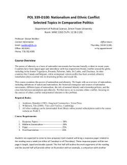 POL 339-D100: Nationalism and Ethnic Conflict Selected