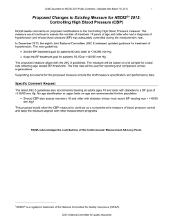 Proposed Changes To Existing Measure For HEDIS 2015