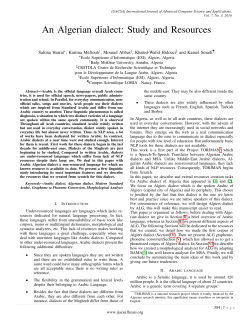 An Algerian dialect: Study and Resources