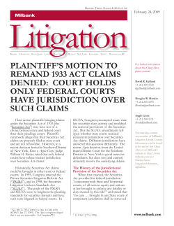 PlAinTiff`S MoTion To ReMAnd 1933 AcT clAiMS denied: couRT
