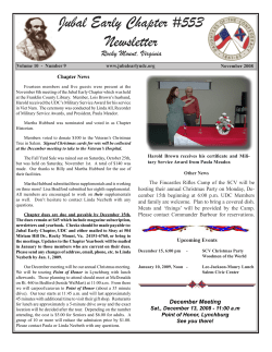 Jubal Early Chapter #553 Newsletter