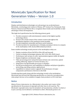 MovieLabs Specification for Next Generation Video, v1.0