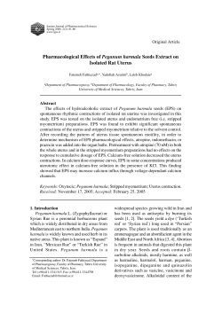 Pharmacological Effects of Peganum harmala Seeds Extract on