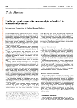 Style Matters Uniform requirements for manuscripts submitted