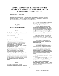 GENEVA CONVENTION (IV) RELATIVE TO THE PROTECTION OF