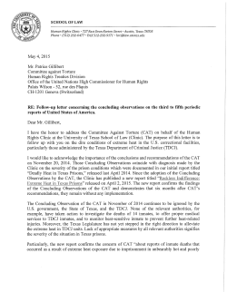 May 4, 2015 Mr. Patrice Gillibe1i Committee against Torture Human
