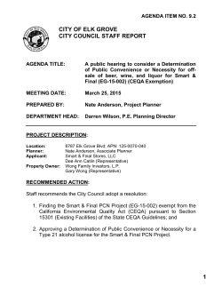 CITY OF ELK GROVE CITY COUNCIL STAFF REPORT