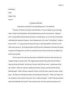 Making Mathilde: Description as Character in Guy de