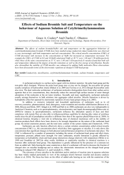 Effects of Sodium Bromide Salt and Temperature on the behaviour