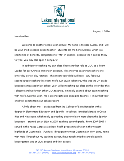 August 1, 2016 Hola families, Welcome to another school year at