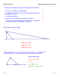 Honors Geometry Homework Answers for Section 7.1 9. 11. 15.