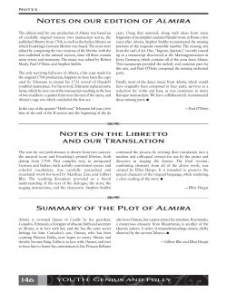 Notes on our edition of Almira Summary of the Plot of Almira